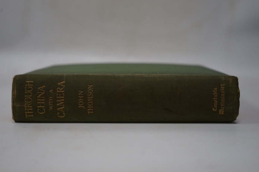 Thomson, John - Through China with a Camera, 1st edition, half-title, frontispiece, complete ‘with nearly 100 illustrations’, with authors ink presentation inscriptions to Alfred de Rothschild (1842-1918), 4to, green clo